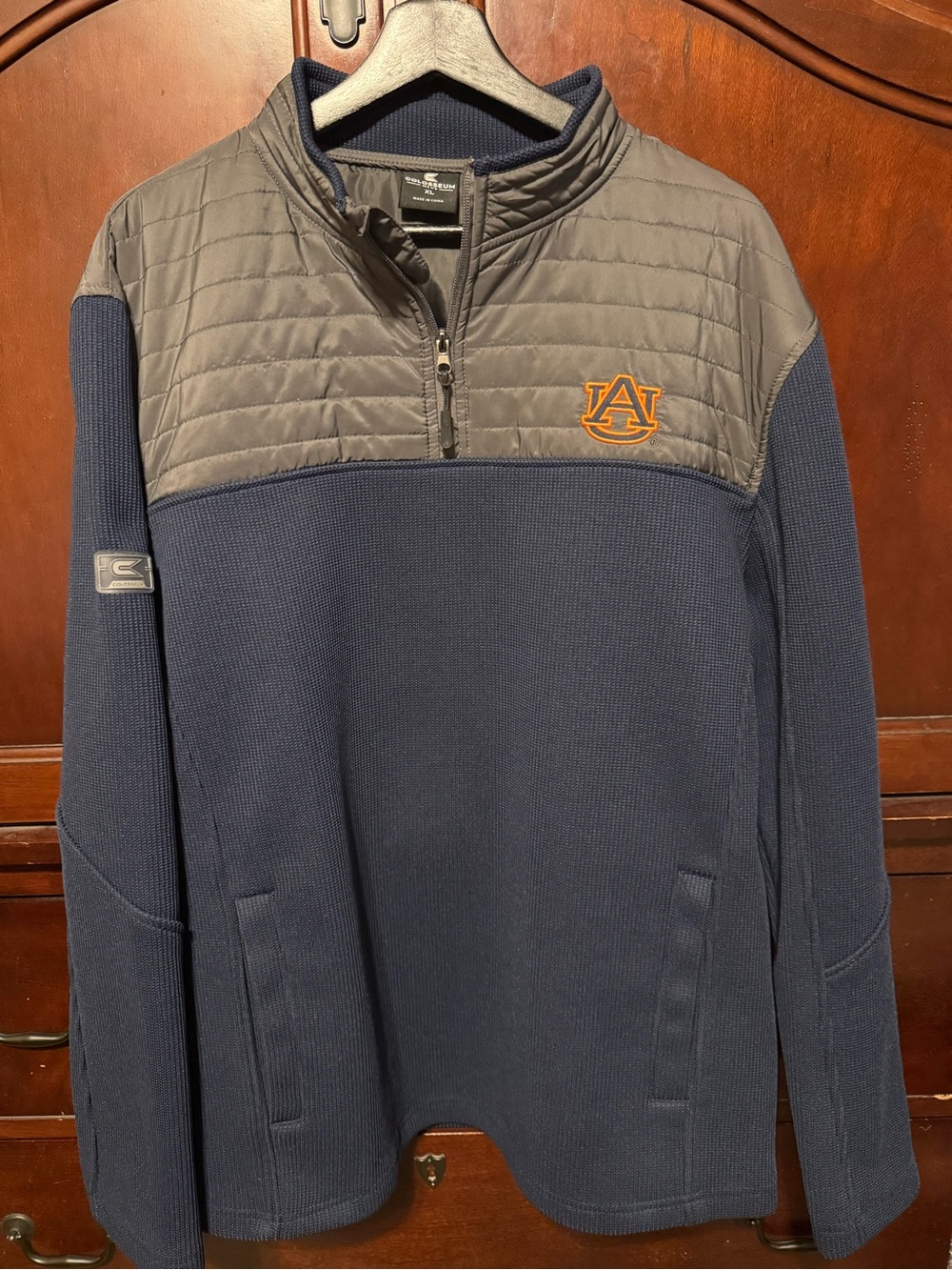 Performance Quilted Navy and Gray Auburn Half-Zip Pullover Jacket